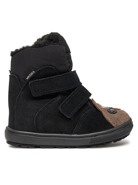 Mrugała Śniegowce MALI 7151/4-99 Czarny. Czarne kozaki dziewczęce Mrugała, bez wzorów, ze skóry, bez obcasa. Za 269.99 zł.