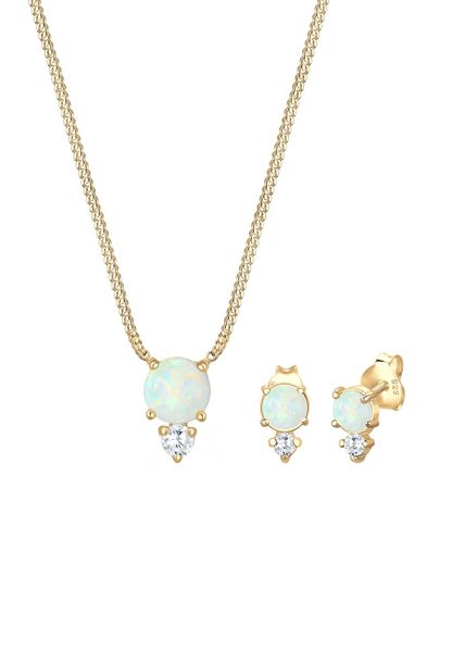 Elli Damski Glamorous zestaw kolczyki sztyfty z cyrkoniami i opalem z pozłacanego srebra próby 925 Sterling Silver Zestawy 1 ct. Szare kolczyki damskie Elli, z cyrkonią, pozłacane, na sztyftcie. Za 378.99 zł.