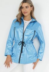 Niebieska Kurtka Layna. Niebieskie kurtki damskie Born2be, l, bez wzorów, bez kaptura. Za 169.99 zł.