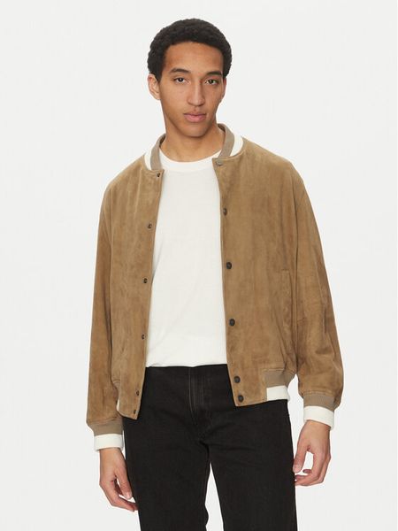 HUGO Kurtka skórzana Ledam 50534326 Beżowy Relaxed Fit. Brązowe kurtki męskie Hugo, l, bez wzorów, ze skóry, bez kaptura. Za 1,209.00 zł.