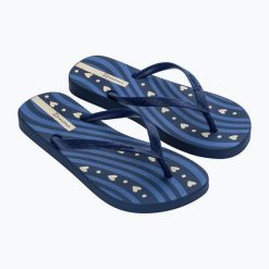 Japonki damskie Ipanema Classica Happy XVIII. Niebieskie klapki damskie Ipanema, bez wzorów, z materiału, bez obcasa. Za 62.99 zł.