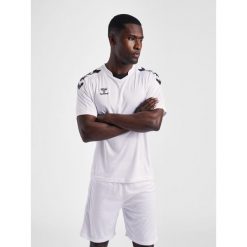 Koszulka piłkarska z krótkim rękawem męska Hummel Core XK Poly Jersey S/S. Białe t-shirty sportowe męskie HUMMEL, m, z jersey, bez ramiączek, do piłki nożnej. Za 106.15 zł.