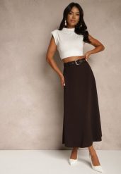 Brązowa Spódnica o Rozkloszowanym Kroju Melobia. Brązowe spódniczki damskie Renee, bez wzorów, eleganckie, z podwyższonym stanem, maxi, proste. Za 59.99 zł.