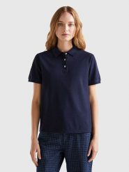Benetton Koszulka polo w kolorze granatowym rozmiar: XS. Niebieskie bluzki damskie Benetton, xs, bez wzorów, bez kołnierzyka, bez ramiączek. Za 66.00 zł.