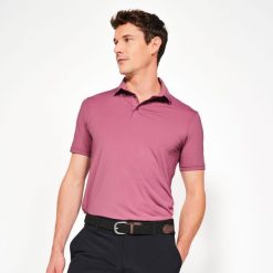 Koszulka polo do golfa z krótkim rękawem męska Inesis WW900. Fioletowe koszulki polo męskie INESIS, l, bez wzorów, z dżerseju, bez ramiączek. Za 99.99 zł.