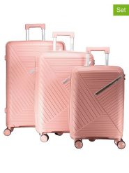 Geographical Norway 3-częściowy zestaw "Simi" w kolorze jasnoróżowym rozmiar: onesize. Różowe walizki Geographical Norway, bez wzorów, z materiału. Za 391.99 zł.