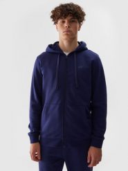 4F Bluza dresowa rozpinana z kapturem męska - granatowa L. Niebieskie bluzy z kapturem męskie 4f, l, z bawełny. W wyprzedaży za 119.99 zł.