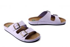 DR. BRINKMANN 700694-59 lila, klapki damskie. Fioletowe klapki damskie Dr. Brinkmann, bez wzorów, ze skóry, bez obcasa. Za 264.90 zł.