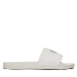 Klapki Calvin Klein Jeans. Białe klapki damskie Calvin Klein Jeans, bez wzorów, z jeansu, bez obcasa. Za 109.99 zł.
