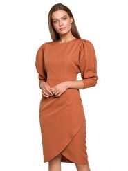 Stylove Sukienka w kolorze jasnobrązowym rozmiar: S. Brązowe sukienki damskie Stylove, s, bez wzorów, bez kołnierzyka, bez ramiączek, mini. Za 118.28 zł.
