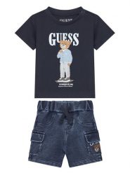 Guess Komplet t-shirt i szorty jeansowe I6GG04 K8HM4 Kolorowy Regular Fit. Spodnie niemowlęce Guess, z aplikacjami, z bawełny. Za 229.99 zł.