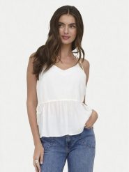 ONLY Top Nele 15370325 Biały Regular Fit. Białe topy damskie Only, l, bez wzorów, z wiskozy, bez ramiączek. Za 149.99 zł.
