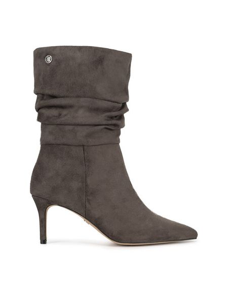 Nine West Botki CEO-SAMIRA-01 Szary. Szare botki damskie Nine West, z materiału, bez obcasa, na szpilce, bez zapięcia. Za 239.99 zł.