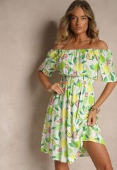 Zielona Sukienka Typu Hiszpanka z Bawełną ze Wzorem Cytrusów Aprona. Zielone sukienki damskie Renee, na co dzień, na lato, l, bez wzorów, z bawełny, eleganckie, bez kołnierzyka, bez ramiączek, midi. W wyprzedaży za 52.49 zł.