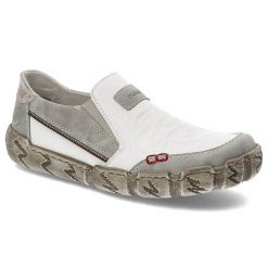 Białe Półbuty Rieker Wygodne Buty Damskie. Białe półbuty damskie Rieker, bez wzorów, ze skóry, biznesowe, bez obcasa. Za 259.00 zł.
