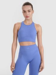 4F Biustonosz treningowy bezszwowy ze średnim wsparciem 4F x Anna Lewandowska - niebieski L/XL. Niebieskie biustonosze sportowe damskie 4f, bez wzorów, z dzianiny. Za 99.99 zł.
