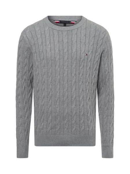 Tommy Hilfiger sweter Mężczyźni drobna dzianina szary, L. Szare swetry męskie Tommy Hilfiger, l, bez wzorów, z bawełny, bez kołnierzyka. Za 569.95 zł.