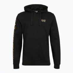 Bluza męska Emporio Armani EA7 Train Logo Series Extended Logo Hoodie. Czarne bluzy z kapturem męskie EA7 Emporio Armani, m, z bawełny. Za 497.60 zł.
