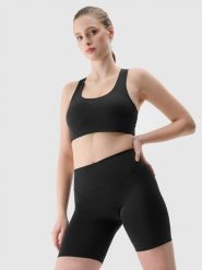 4F Legginsy kolarki treningowe z materiału z recyklingu damskie - czarne M. Czarne legginsy damskie 4f, l, bez wzorów, z dzianiny. W wyprzedaży za 49.99 zł.