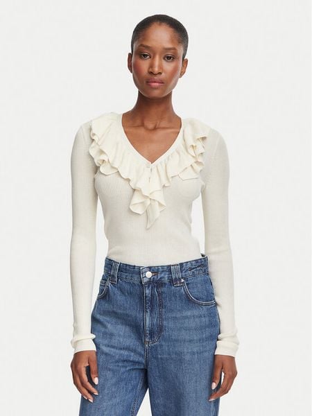 Marella Bluzka Operoso 2623366044 Kremowy Slim Fit. Białe bluzki damskie Marella, s, bez wzorów, z lyocellu, bez kołnierzyka, bez ramiączek. Za 799.99 zł.