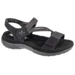 Sandały Rieker Sandals 64870-00 czarne. Czarne sandały damskie bez wzorów, z gumy, bez obcasa. Za 374.33 zł.