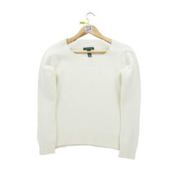 Second life - Damski biały sweter z wełny i kaszmiru - Stan dobry. Białe swetry klasyczne damskie Ralph Lauren, z kaszmiru, bez kołnierzyka. Za 149.06 zł.