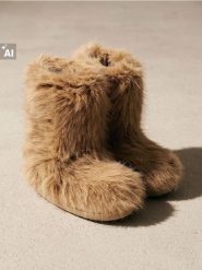Śniegowce z imitacji futra - beżowy. Brązowe śniegowce damskie Sinsay. Za 119.99 zł.