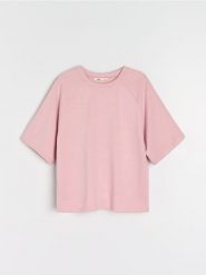 Bluza z domieszką wiskozy - różowy. Czerwone bluzy bez kaptura damskie Sinsay, l, z dzianiny. Za 39.99 zł.