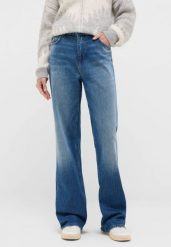 Damskie Spodnie Jeansowe Mustang Style Madison Wide Denim Blue 1016931 5000 582. Niebieskie spodnie materiałowe damskie Mustang, bez wzorów, z denimu. Za 219.99 zł.