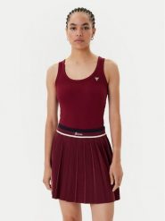 Guess Top V4YP06 K8RT2 Bordowy Regular Fit. Czerwone topy damskie Guess, xxs, z aplikacjami, z wiskozy, bez kołnierzyka. Za 109.99 zł.