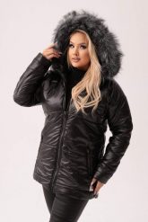 Ocieplona czarna kurtka Mela z futerkiem PLUS SIZE XXL OVERSIZE JESIEŃ ZIMA. Czarne kurtki damskie Moda Size Plus Iwanek, na jesień, plus size, bez wzorów, z futra, bez kaptura. Za 459.90 zł.