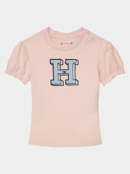 Tommy Hilfiger T-Shirt Ithaca KN0KN01873 Różowy Regular Fit. Czerwone koszulki dziewczęce Tommy Hilfiger, bez wzorów, z bawełny, bez ramiączek. Za 149.99 zł.