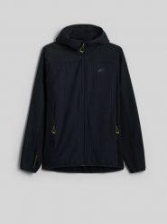 4F Kurtka softshell wiatroodporna męska - czarna S. Czarne kurtki męskie 4f, m, bez wzorów, z softshellu, bez kaptura. Za 249.99 zł.