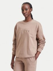 Guess Bluza O5RQ03 KCO31 Brązowy Regular Fit. Brązowe bluzy bez kaptura damskie Guess, xs, z bawełny. Za 264.99 zł.