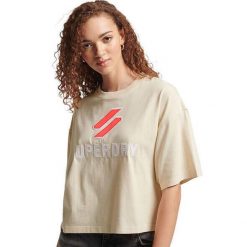 Koszulka turystyczna damska Superdry Code Sl Stacked Apq Boxy. Brązowe bluzki sportowe damskie Superdry., s, z bawełny, bez kołnierzyka, bez ramiączek. Za 81.00 zł.