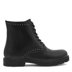 Trzewiki Sergio Bardi. Czarne botki damskie Sergio Bardi, bez obcasa, na płaskiej podeszwie, bez zapięcia. Za 209.99 zł.