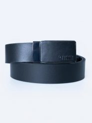 Pasek męski skórzany z zabudowaną klamrą z logo BIG STAR czarny 2317 906. Czarne paski męskie Big Star, bez wzorów, z materiału, eleganckie. Za 159.99 zł.