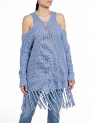 Replay Sweter w kolorze błękitnym rozmiar: M. Niebieskie swetry klasyczne damskie Replay, m, z bawełny, bez kołnierzyka. Za 327.10 zł.