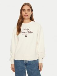 Tommy Hilfiger Bluza Modern Script WW0WW43844 Écru Regular Fit. Bluzy bez kaptura damskie Tommy Hilfiger, m, z bawełny. Za 339.99 zł.