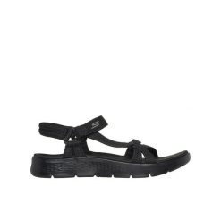 Sandały damskie Skechers Go Walk Flex Sublime. Czarne sandały damskie Skechers, bez wzorów, z materiału, bez obcasa. Za 229.99 zł.