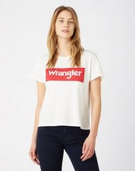 WRANGLER BOX LOGO TEE DAMSKI T-SHIRT KOSZULKA OFFWHITE W7P3EV737 112132038. Bluzki damskie Wrangler, xs, bez wzorów, bez kołnierzyka. Za 59.99 zł.