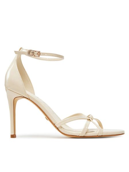 Guess Sandały FLJSPR PAF03 Beżowy. Brązowe sandały damskie Guess, z aplikacjami, ze skóry, bez obcasa, na szpilce. Za 449.99 zł.