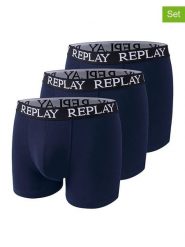 Replay Underwear Bokserki (3 pary) w kolorze granatowym rozmiar: XL. Niebieskie bokserki męskie Replay Underwear, bez wzorów. Za 60.99 zł.