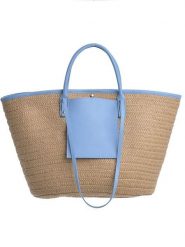 BLE Shopper bag w kolorze niebiesko-jasnobrązowym - 53 x 30 cm rozmiar: onesize. Brązowe shopper bag damskie BLE, bez wzorów, z materiału, na ramię, bez dodatków. Za 61.46 zł.