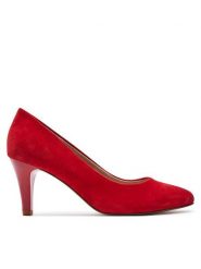 Caprice Szpilki 9-22405-42 Czerwony. Czerwone szpilki Caprice, bez wzorów, ze skóry, bez obcasa. Za 173.99 zł.