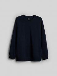 4F Bluza dresowa regular bez kaptura męska - granatowa M. Niebieskie bluzy z kapturem męskie 4f, m, z bawełny. Za 159.99 zł.