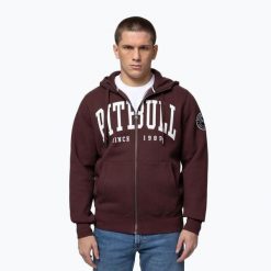 Bluza męska Pitbull Norton Hooded Zip. Czerwone bluzy sportowe męskie PITBULL, bez wzorów, z bawełny, bez kołnierzyka, bez ramiączek. Za 239.99 zł.