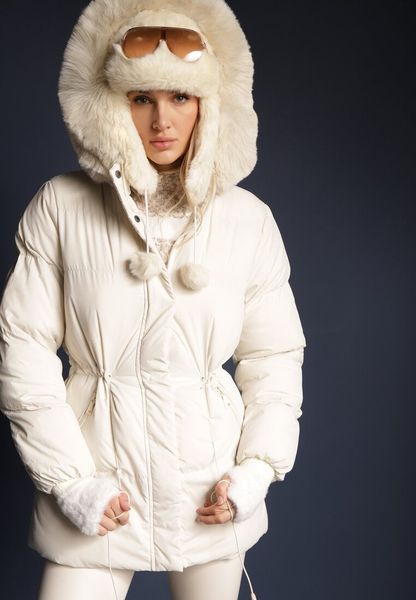 Jasnobeżowa Kurtka Pikowana ze Ściągaczem w Talii Odpinanym Futerkiem i Kapturem Zailia. Brązowe kurtki damskie Renee, l, bez wzorów, z jeansu. Za 129.99 zł.