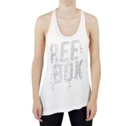 Koszulka treningowa damska Reebok BQ5822. Białe bluzki sportowe damskie Reebok, l, bez wzorów, z materiału, bez ramiączek. Za 157.00 zł.