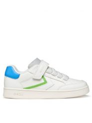 Geox Sneakersy J Eclyper Boy J55LSA 05411 C0478 D Biały. Białe buty sportowe chłopięce Geox, ze skóry, bez zapięcia. Za 239.99 zł.